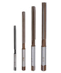 Four Piece Hand Reamer Set Includes Sizes One Eighth Inch Three Sixteenths Inch One Quarter Inch And Five Sixteenths Inch In H8 Tolerance With Alloy Steel Reamer Bits With Straight Flutes For Precise Hole Reaming In Metal And Wood