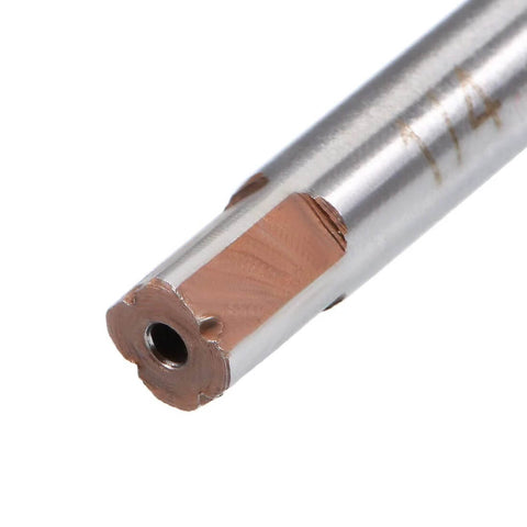 Pro Grade High Speed Steel Hand Reamer For Metalworking One Quarter Inch Cutting Diameter With Six Straight Flutes Close-up