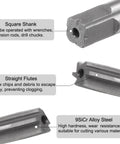 Close-up view of 9-Piece Hand Reamer Set For Metal And Wood 2mm To 10mm H8 Tolerance With Straight Flutes Alloy Steel Cutting Tools