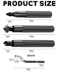 Image showing product sizes for Two Submerged Hand Reamers Deburring Tool Set With Ten Spare BS1010 Type Blades.