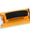 Hand sander from 24 Sheet Sandpaper Variety Pack 120 To 3000 Grits With Hand Sander 9x3.6 Inch, featuring a yellow handle and bottom grip.