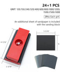 Hand Sanding Blocks Set For Auto Body And Woodworking 25 Pcs Grit 120 To 3000 with red block and sandpaper sheets