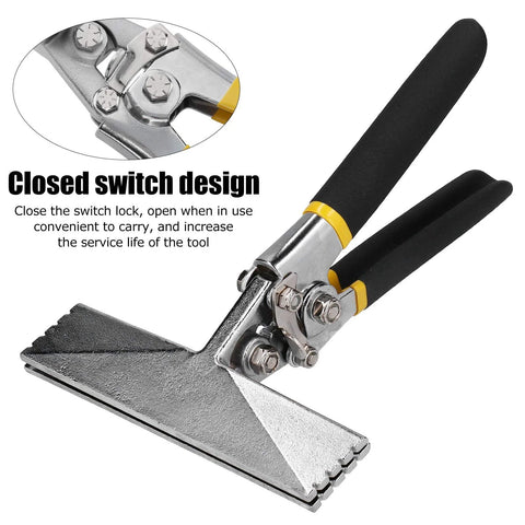 Hand Seamer and Sheet Metal Bender Tool With Non Slip Grip Handle showing closed switch design, durable metal construction