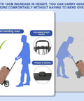 Illustration showing a person using the J Folding Hand Truck and Dolly, 200 LB Capacity Upgraded Aluminum Dolly Cart with extended handle.