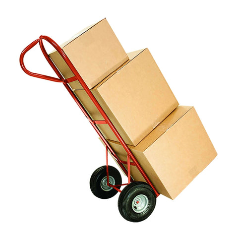 Hand truck with boxes, equipped with Marathon 02310 pneumatic air filled hand truck and all-purpose tires-4.10/3.50-4 inch, 2.25" offset hub