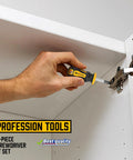 Using 10 Piece Magnetic Screwdriver Set With 5 Phillips And 5 Slotted Tips Cushion Grip Handles for cabinet installation