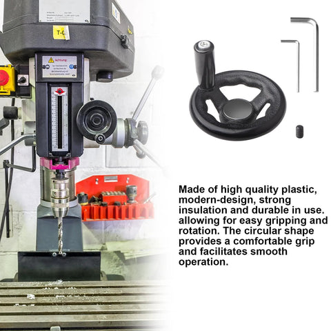 Lote de dos volantes redondos de tres radios, con Inch de 10 Inch y Inch 1,2 Inch , con pomo giratorio, para fresadoras, taladradoras de columna y tornos