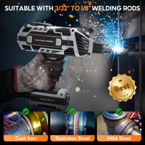 Portable Handheld Arc Welder 110V IGBT Inverter 20 120A Hot Start Anti Stick Welds 3 32nd to 1 8th Inch Rods Tvgoo Grey in action