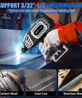 Person using Portable 110V Handheld IGBT Inverter Welder for Home DIY Projects with ARC gun on metal surface