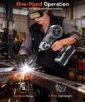 Person operating 2 In 1 Handheld MIG And Stick Welder For Home DIY And Farm Repair PLOWIC 250A Portable 110V in workshop