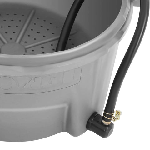 Close-up of Portable Handheld Oiler Bucket and Oil Gun Kit 4.55L One Gallon showing 4.59ft hose attachment