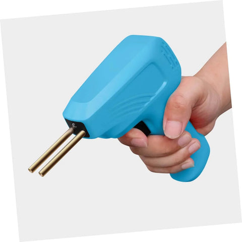 Hand holding a blue DIY Dope Hot Stapler Plastic Welding Kit With Staples for Fast Easy And Reliable Plastic Repair