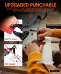 Person using the Heavy Duty Snap Fastener Tool Kit With 100 Snap Sets In Four Colors for fabric repair at a workbench.