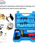 Hand Held Vacuum Pump Tester Kit For Automotive Testing Vacuum Gauges And Brake Bleeder With Pro Grade Adapters And Case Blue