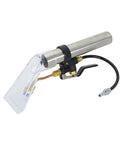 Handheld Vacuum Scraping Attachment with Real-Time Viewing Window for Cars and Homes, metal and transparent plastic, side view