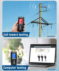 EMF Meter testing cell towers and computers, handheld digital EMF detector with LCD display for electric and magnetic fields.