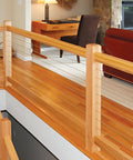 Wood railing with Long Stud 1/8 Inch For HandiSwage Cable Infill Systems Pack Of 2 installed on staircase