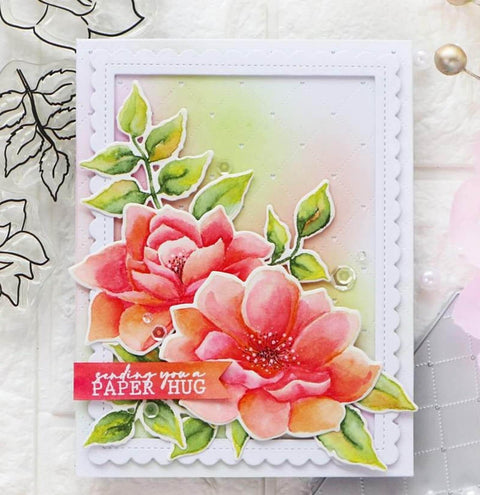 Handmade greeting card with watercolor flowers and message, Heart Hole Rectangular Metal Die Cuts For DIY Scrapbooking And Card Making, Rhombus Hole Background Cutting Dies Stencils.