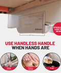 Hands Free Foot Pull Handle For Garbage Drawers And Bins Touchless Opener For Cabinets dimensions and usage examples