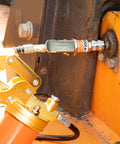 Hands Free Lock On Grease Gun Coupler With Cleaning Tool, 14000 PSI Quick Release, 1/8 NPT fitting attached to machinery