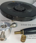 Image showing components of a Five Inch Handwheel With Half Inch Bore For Drill Press Table Saw Grinder And Lathe Industrial Phenolic Body