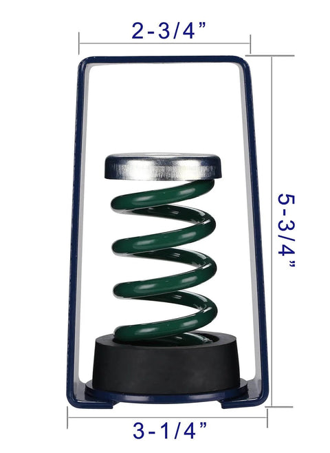 Hanger Mount Vibration Isolator Spring Type for Heavy Duty Vibration Dampening with 300 To 400 Pound Capacity Green Isolator Height Five And Three Quarters Inches Width Three And One Quarter Inches Deflection Point Seven Five To One Inches