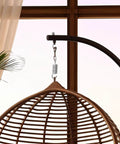 Durable 360 degree rotating spring steel hooks with anti corrosion coating securing hanging chair indoors.
