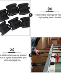 Hard Rubber Foosball Bumpers Set 15 Pack Pro Grade Replacement Bushings And Rod Bearings For Foosball Tables displayed on table.
