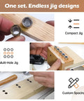 Extra Deep Three Eighths Inch Drill Bushings Hardened Steel Guide Sleeves For Doweling Jigs shown in woodworking setup