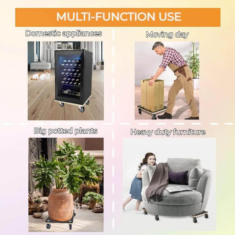 Hardwood furniture moving dolly set of 2 with 15 x 15 inch wood platform used for appliances, plants, and heavy furniture