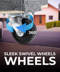 Close-up of 360-degree swivel wheel on 30 in. x 18 in. Hardwood Furniture Moving Dolly 1,320 lbs. Capacity – 4 Swivel Wheels Heavy-Duty Dolly.
