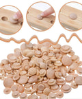 Wood Plugs Set in 4 Sizes for DIY Furniture Repair and Cabinet Gaps 120 Pieces Hardwood Hole Plugs Button Stoppers shown in use