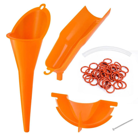Oil Change Kit For Harleys And Big Twins With 50 Pcs O Ring Primary Drain Plugs, Drip Free Oil Filter Funnel, Crankcase Fill Funnel, Primary Case Seals And O Rings, Easy Spill Proof Maintenance Accessory Set