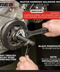 Master Harmonic Balancer Install Kit in use on engine, showing extra long installers, thrust bearing, and driving stud.