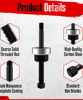 Product details of Harmonic Balancer Installer Tool Kit With 5-Piece Long Reach Adapters And Bearing Press Nut, durable carbon steel.