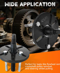 Close-up of Harmonic Balancer Puller Kit With Installer And Thrust Bearing for wide application with gears in background.