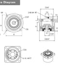 Technical diagram of Harmonic Gear Drive Reducer Small Strain Wave Gearbox Gearbox 50:1 Rotary Reduction Actuator, Fits Nema 17 Stepper Motor (Flange Output) showing dimensions and specifications.