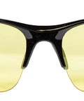 Front view of Harrier Interchangeable Shooting Glasses with amber anti-fog lens, rugged half-frame design.