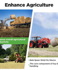 Tractors using Two Pack Bale Spear Weld On Sleeves, 4.25 Inch Length, 1.96 Inch Outer Diameter for handling hay bales.