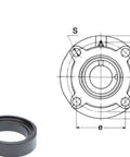 HCFC212-38 Flange Cartridge Bearing Unit 2 3/8" Bore Mounted Bearing with Eccentric Collar lock - VXB Ball Bearings