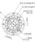 HD Mini-11 Strain Wave Gear Reducer, 52mm Harmonic Drive Gear Ratio 30:1 dimension diagram with specifications.