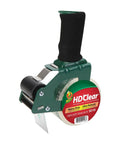 HD Clear Packing Tape Dispenser Heavy Duty Tape Gun with refill roll and foam handle, ideal for shipping and moving boxes.