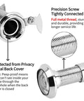 Beefed Up HD Door Peephole With 220 Degree Wide View Glass Lens And Heavy Duty Rotating Cover, showing metal thread and privacy cover