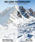 Comparison of mountain view with and without Ski Goggles With Ultra HD Lens For Clear Vision And UV Protection OTG Anti Fog
