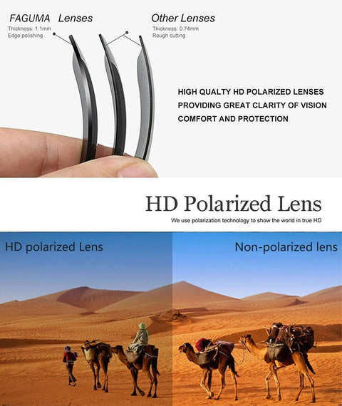 Comparison of polarized vs non-polarized lenses for Polarized Sunglasses For Men UV400 Protection Cycling Driving Fishing