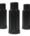 Five black HDPE round inserts for caster socket sleeves, 5/16 inch stems, 11/16 inch outside diameter, light to medium duty casters.