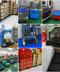 Heavy Duty HDPE Plastic Pallets Set for Garage and Industrial Use used in factory settings for organized storage and moisture protection.