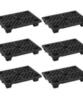 Six Pack Plastic Pallets for Basement Storage Lightweight Waterproof Floor Pallets With Interlocking Breathable Grids Durable HDPE Indoor Outdoor Use