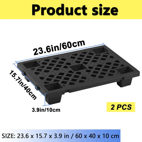 Heavy Duty Plastic Pallet Set For Basement Storage Lightweight Waterproof Interlocking Floor Pallets With Breathable Grids 2 Pack Indoor Outdoor Use Garage Kitchen Organization Durable HDPE By Jeracino