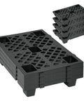 Eight Pack Plastic Pallets 23.6 Inch By 15.7 Inch By 3.9 Inch Thick Heavy Duty HDPE Floor Pallets For Basement Storage Waterproof Interlocking Storage Pads